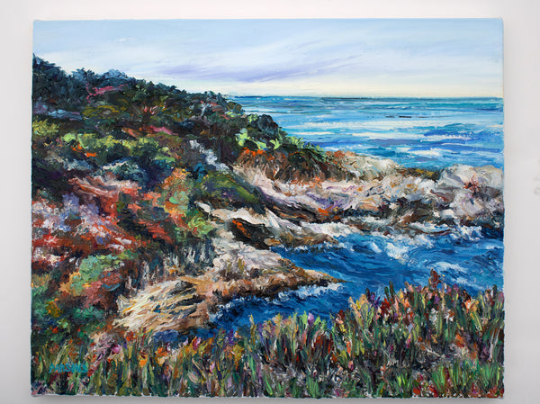 Rocky Cove, Big Sur, California Coast. Original Impressionist Oil Painting, Oil on canvas.