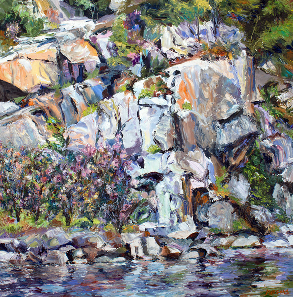 Rockport Quarry. Cape Ann, Massachusetts. Framed oil on birch panel painting. Framed.