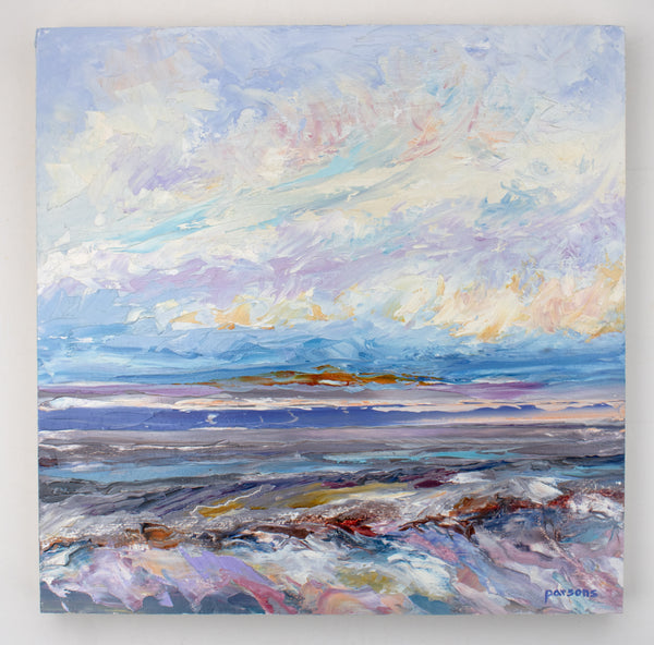 Waverly Beach, Ocean City, Jersey Shore. Original palette knife oil painting. Oil on cradled birch panel.