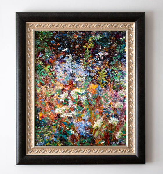 Delaware River Bloom, Original impressionist framed oil painting, Bucks County, Pennsylvania.