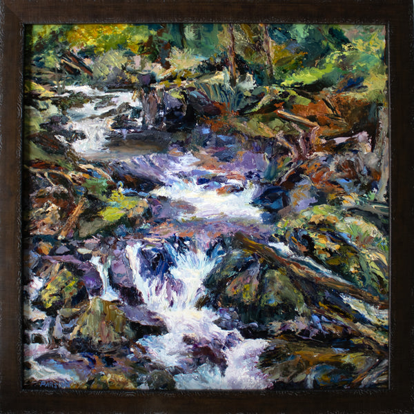 Shenandoah Waterfall, Shenandoah National Park, Virginia. Original Oil on panel painting. Framed.