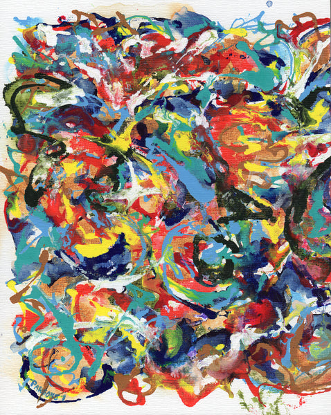 Original abstract expressionist acrylic diptych Painting, Sunburst, two 10x8 paintings on cradled panel, colorful abstract paintings