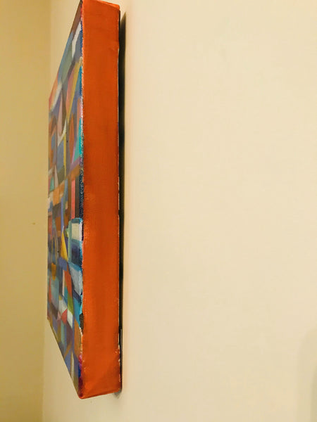 Sides painted burnt orange to match painting.