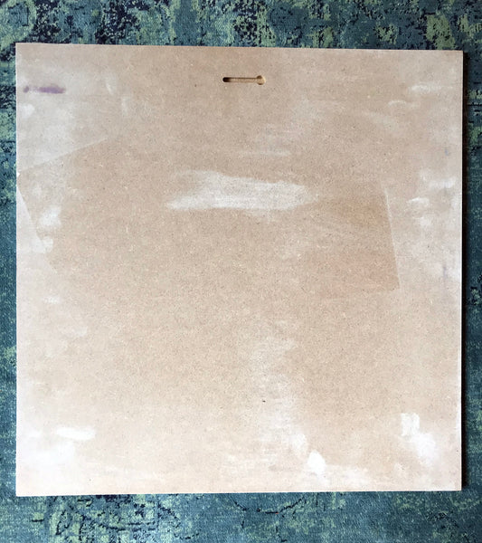 Back of painting panel with built in slot for hanging painting unframed.