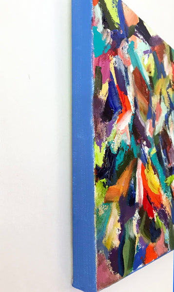 Edges painted with blues to match the painting.