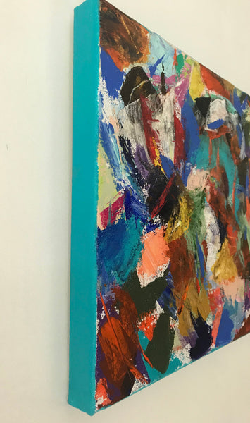 Sides painted teal to match the painting.