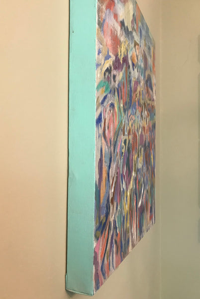 Sides painted teal to match the painting.