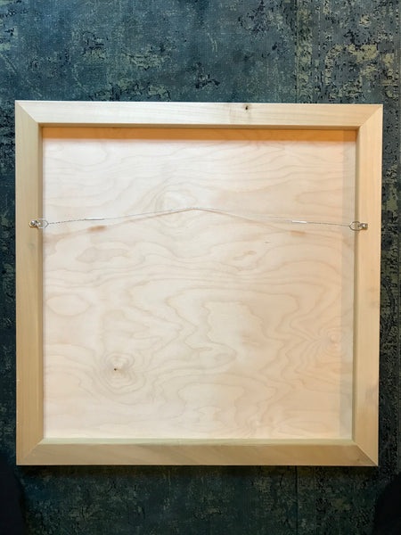 Cradled panel with hanging wire installed.