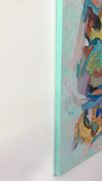 Painted edges so painting can be hung unframed.