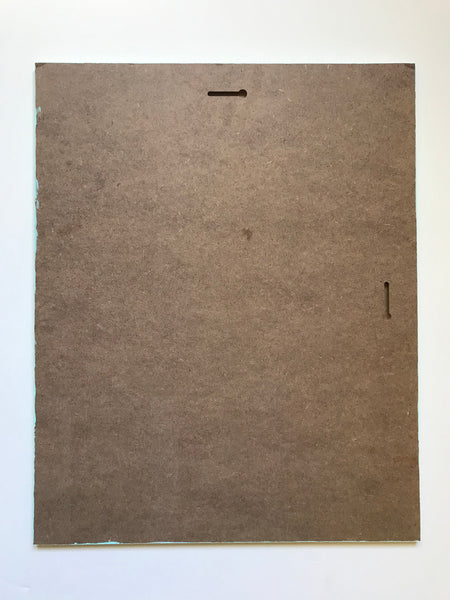 Back of painting panel with built in slot for hanging painting unframed.