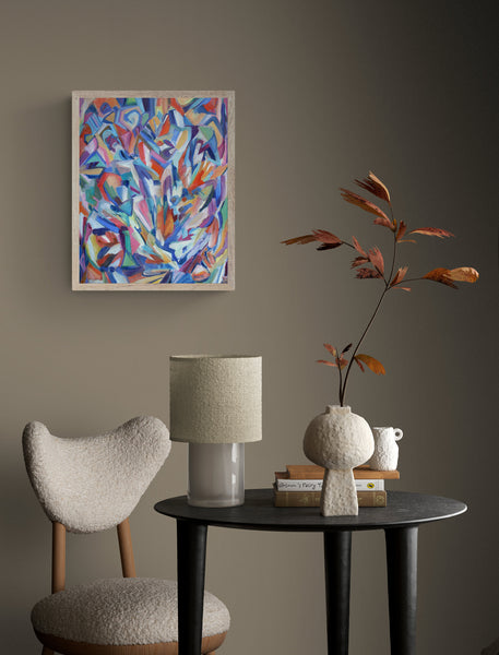 Wild Garden, Original oil painting, abstract expressionist, Oil on panel, Pamela Parsons, geometric abstract, inspired by gardens in nature