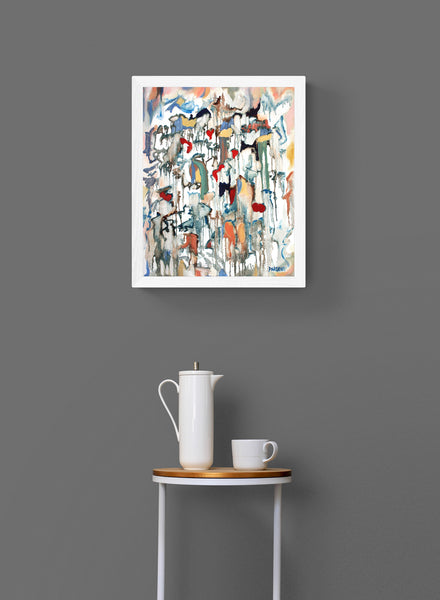 Moondrops, original abstract expressionist painting, oil on panel, by Pamela Parsons