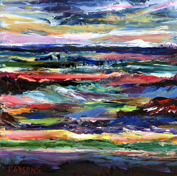 Stormy Sea, Original impressionist oil painting, Palette knife painting, oil on cradled birch panel, by Pamela Parsons