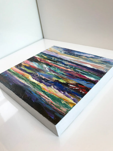 Stormy Sea, Original impressionist oil painting, Palette knife painting, oil on cradled birch panel, by Pamela Parsons