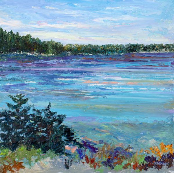 Painting of a Marsh with pretty colors. Coastal Oil Painting of Maine.