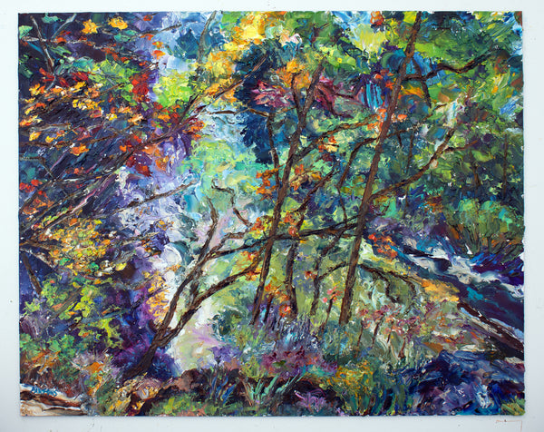 High Rocks 2, Ralph Stover State Park. Original impressionist oil painting, Bucks County, Pennsylvania.