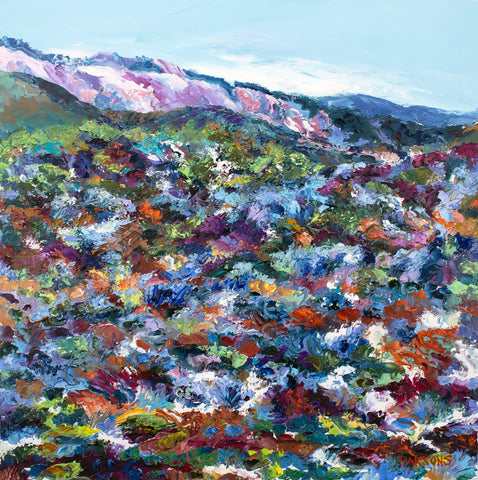 Hillside, Big Sur, California Coast Series Original Impressionist Oil Painting, Oil on panel.