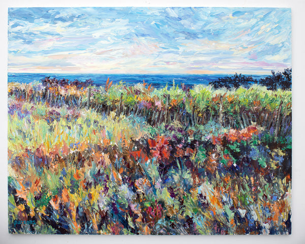 Barnegat Light Dunes, Long Beach Island, Jersey Shore. Original impressionist oil painting.