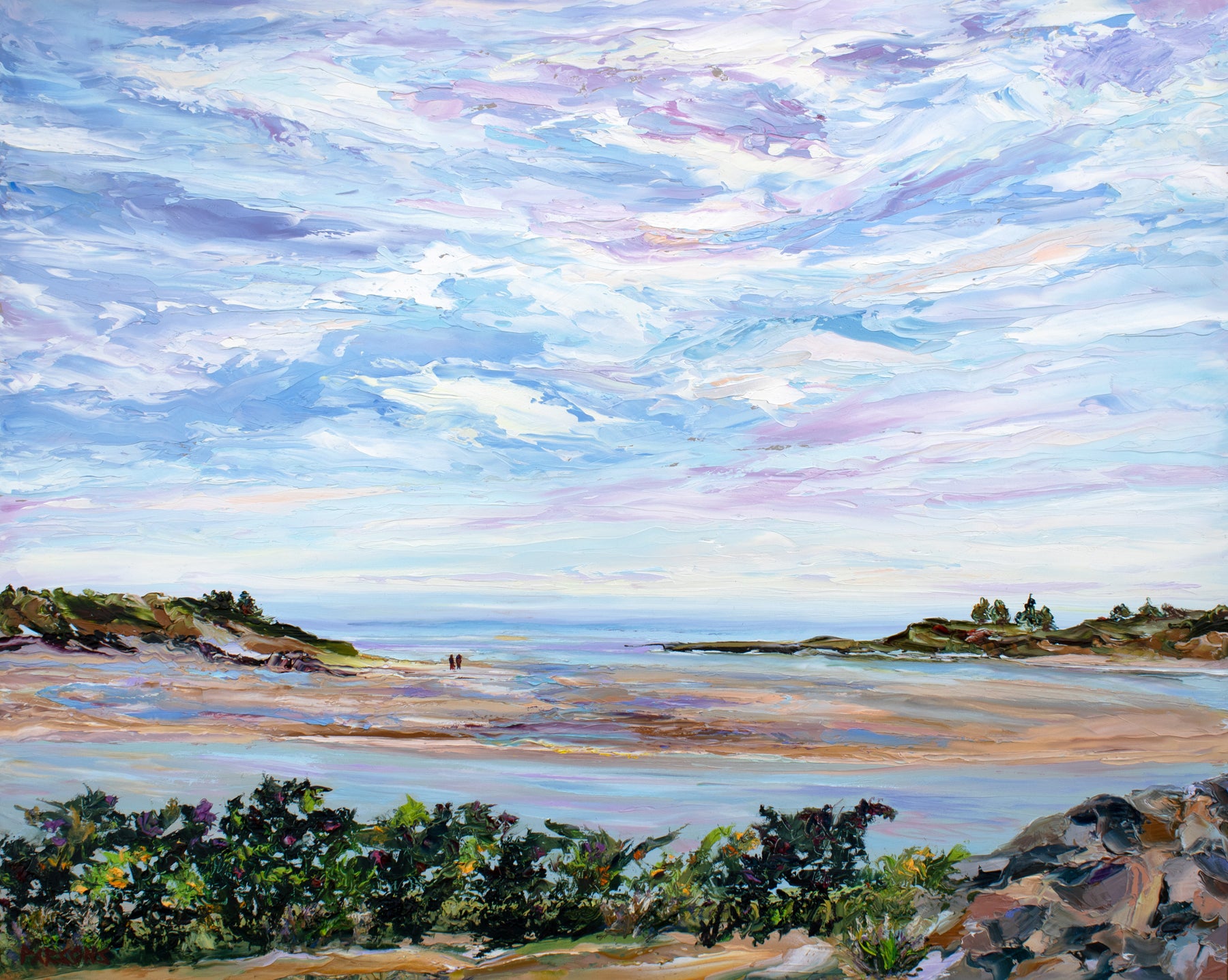 Ogunquit Morning, Maine. Original palette knife oil painting, oil on cradled birch panel.