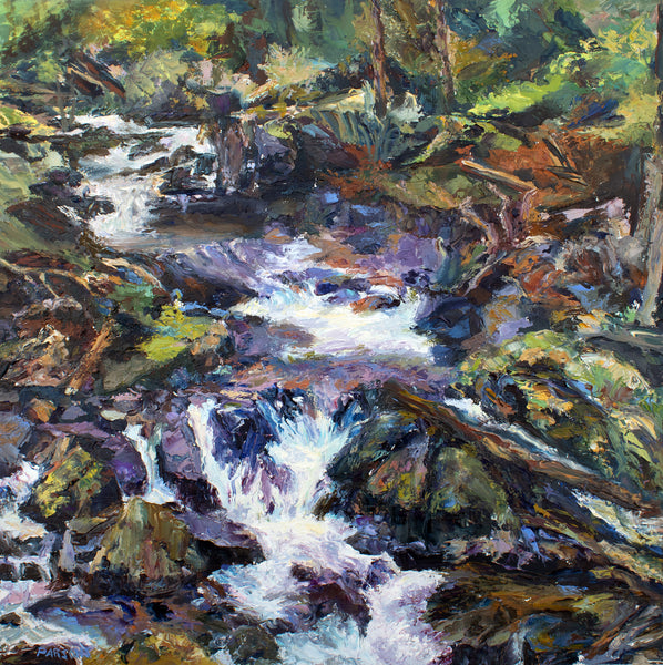 Shenandoah Waterfall, Shenandoah National Park, Virginia. Original Oil on panel painting. Framed.