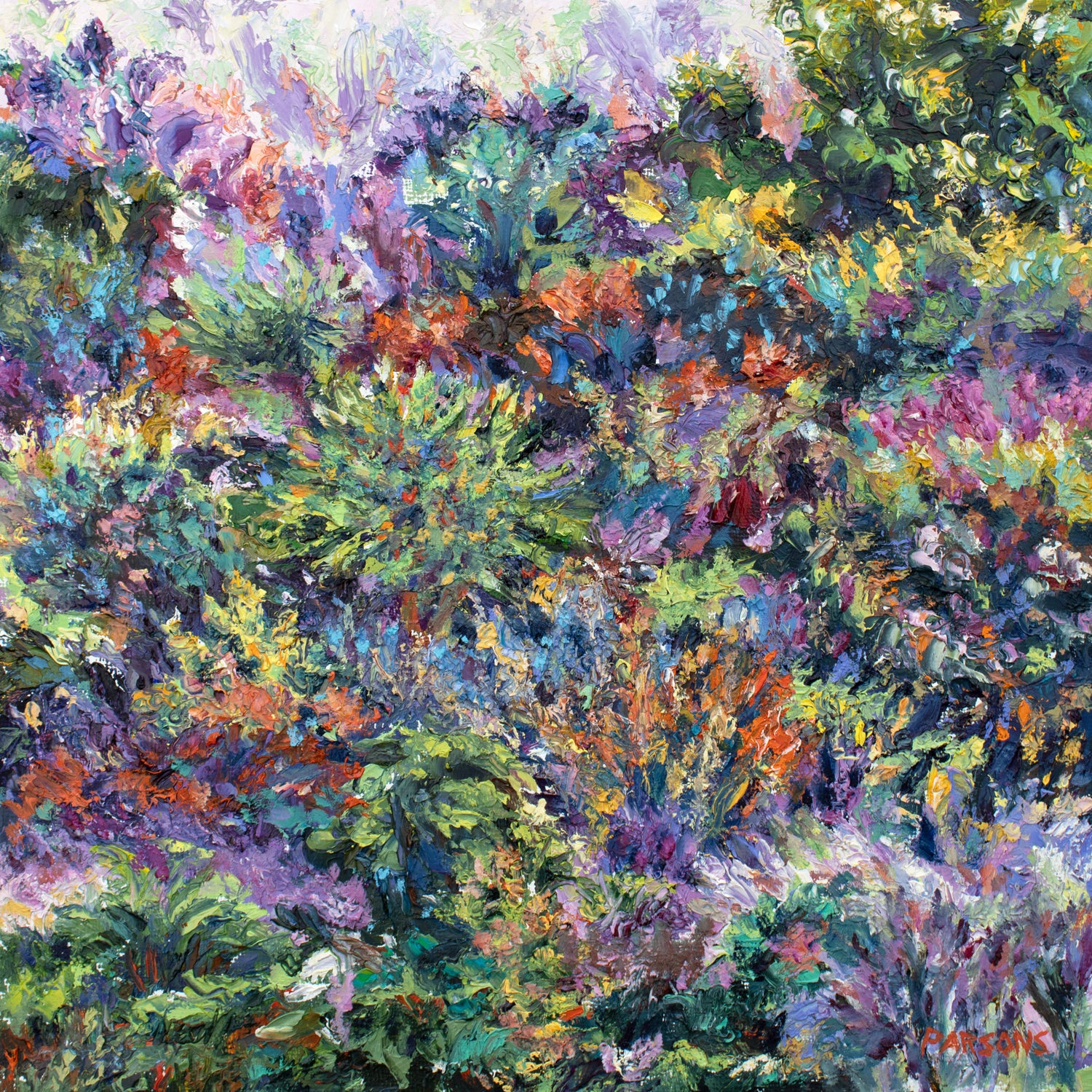 Summer Garden. Impressionist oil on panel painting.