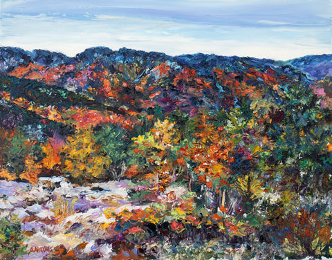 Autumn in the Adirondacks. Adirondack Mountains, New York. Oil on panel.