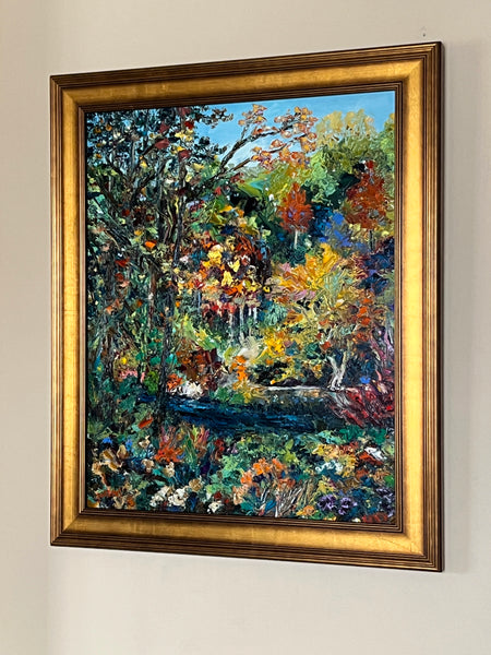 Autumn Colors on the Delaware River, Original framed oil painting, Bucks County, Pennsylvania.