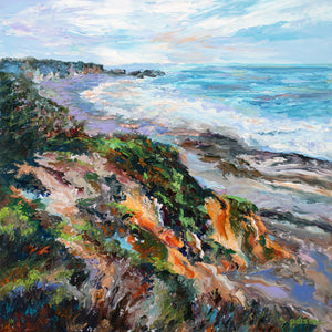 Cambria, California. Moonstone Beach. Original Impressionist Oil Painting, Oil on panel.