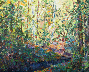 Delaware Canal Morning. Original impressionist oil painting, Bucks County, Pennsylvania.