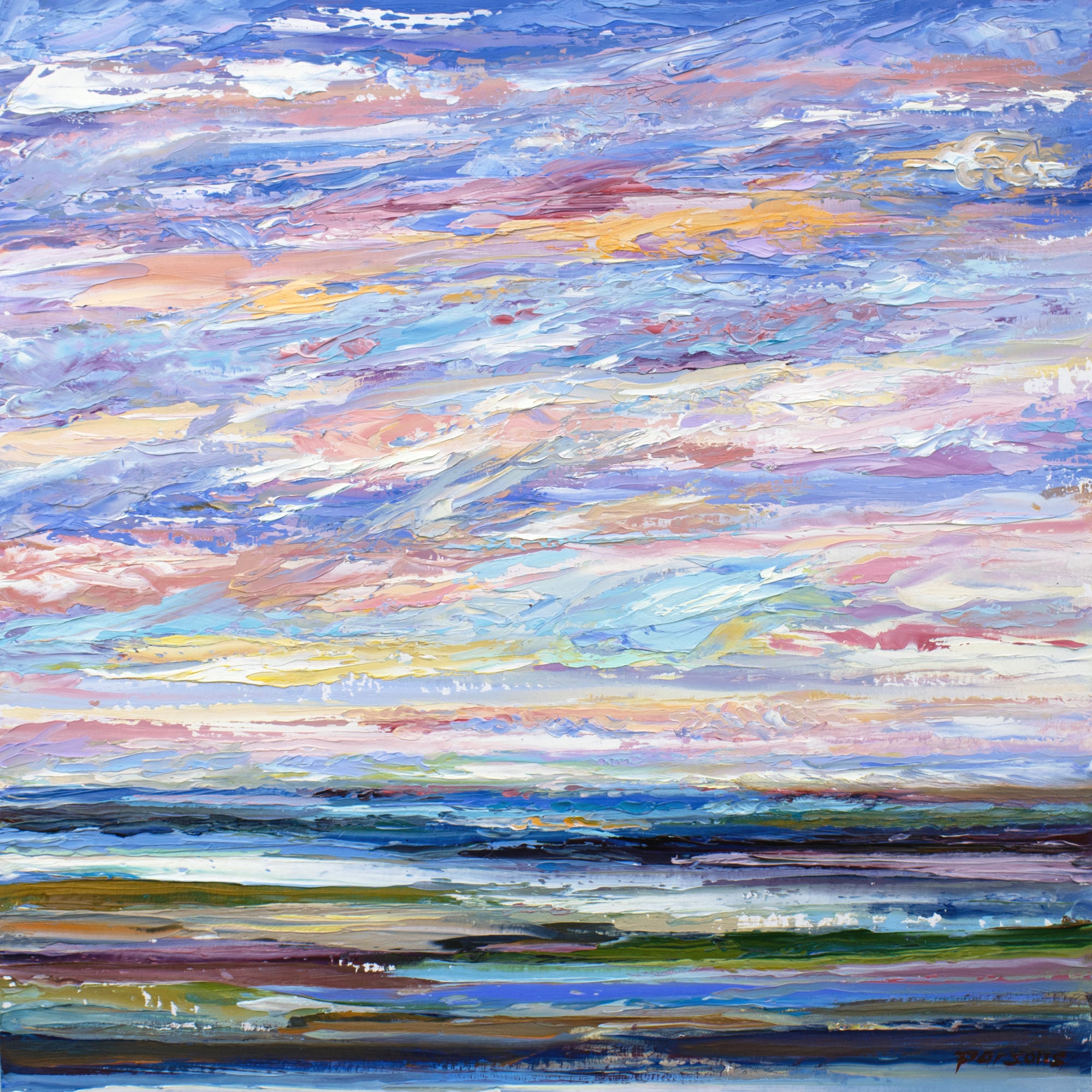 Sunset, Cape Cod. Oil on cradled birch panel.
