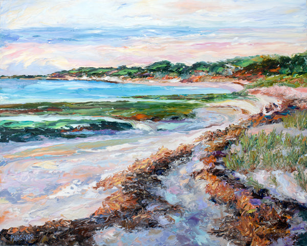 Cape Cod Painting. Original Oil on Panel Coastal Landscape. Saints Beach, Brewster, Massachusetts.