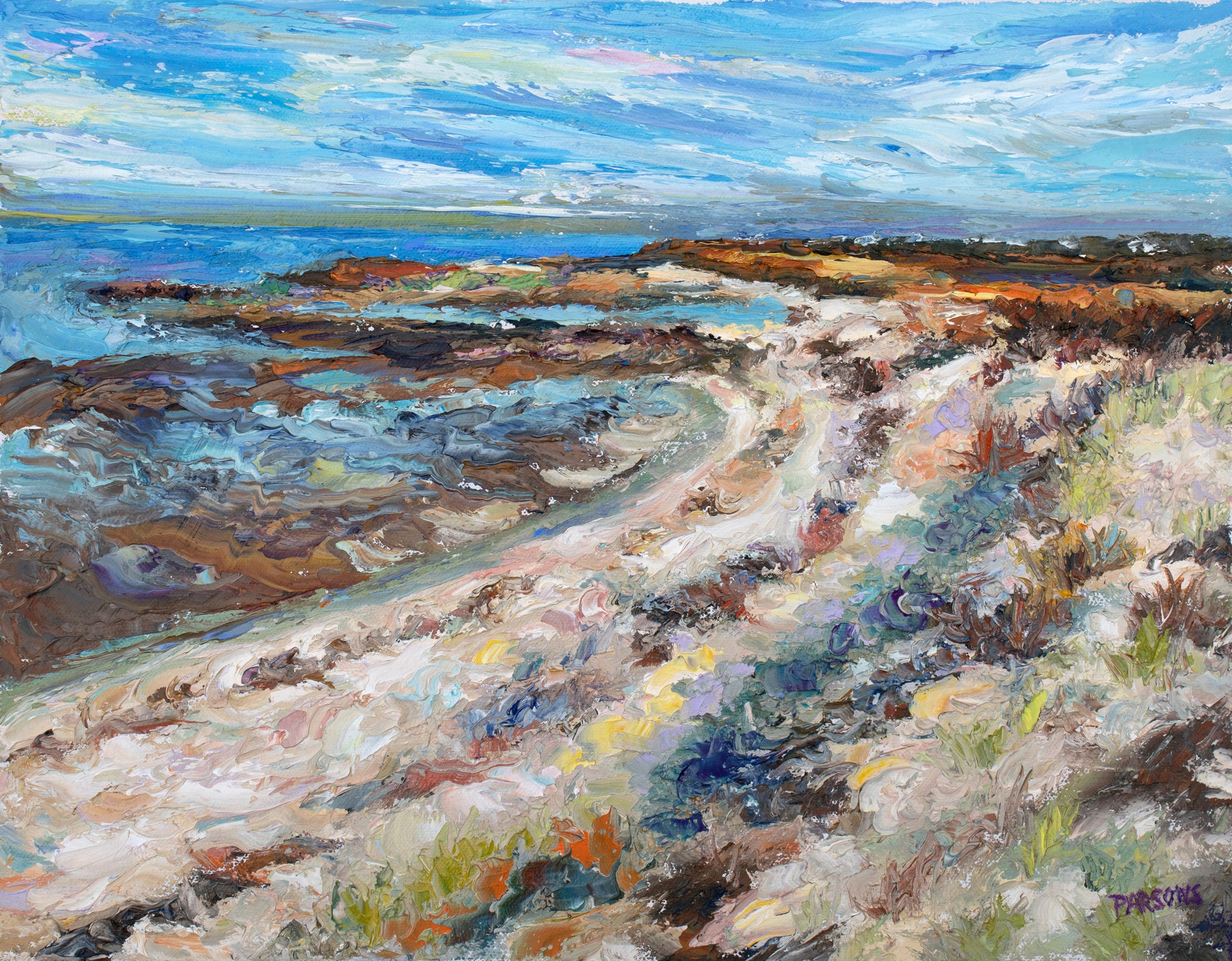 Winter Hike, Holgate, Long Beach Island, Edwin B. Forsythe National Wildlife Refuge. Jersey Shore. Original impressionist oil painting.