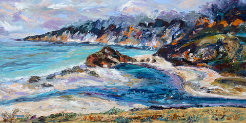 Misty Cove, Big Sur, California Coast. Original Impressionist Oil Painting, Oil on cradled birch panel.