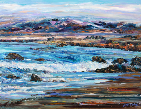 Moonstone Beach, Cambria, California. Original Oil Painting, Oil on panel.