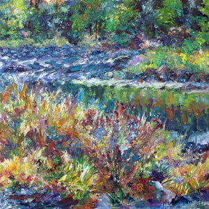 Tohickon Creek in Autumn. Pt. Pleasant. Original impressionist oil painting, Bucks County, Pennsylvania.