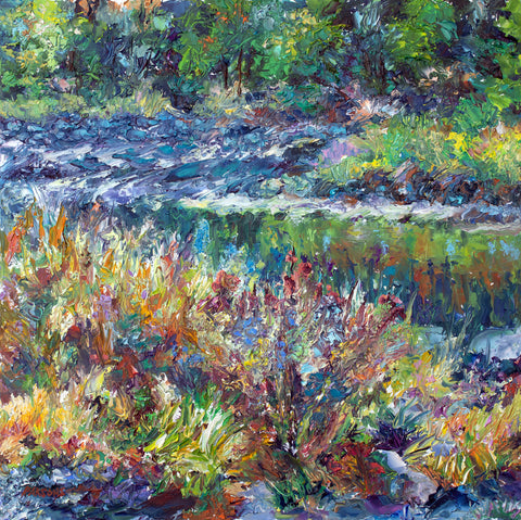 Tohickon Creek in Autumn. Pt. Pleasant. Original impressionist oil painting, Bucks County, Pennsylvania.