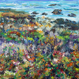 Summer, Moonstone Beach. Cambria, California. Original Impressionist Oil Painting, Oil on panel.