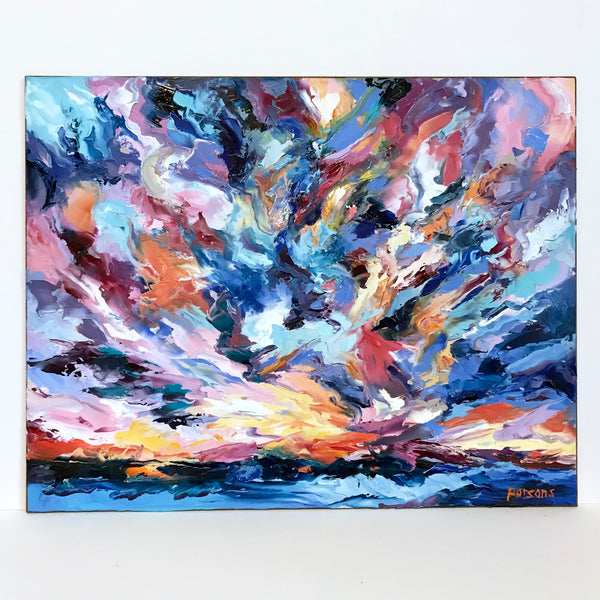 Cloudscape. Original oil on panel painting.