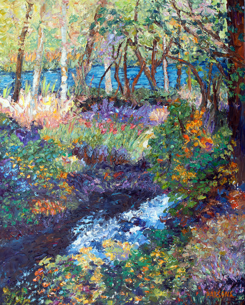 Delaware River Oil Painting. Delaware in Spring. Bucks County, Pennsylvania.