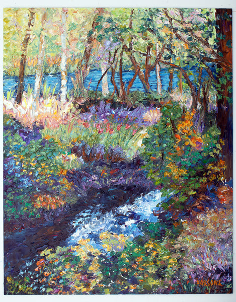 Delaware River Oil Painting. Delaware in Spring. Bucks County, Pennsylvania.