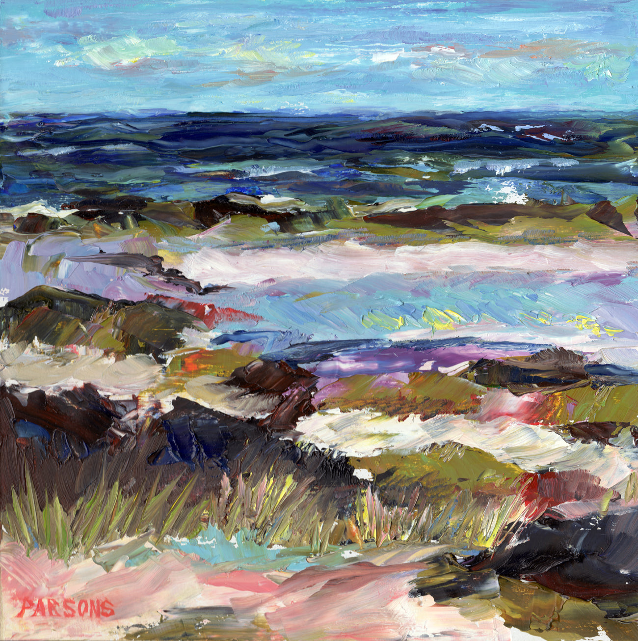 Long Beach Island, New Jersey. Impressionist beach painting.