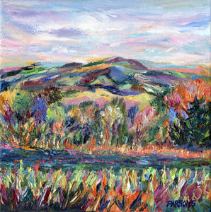 Mountain Landscape, Original impressionist oil painting, oil on canvas, by Pamela Parsons