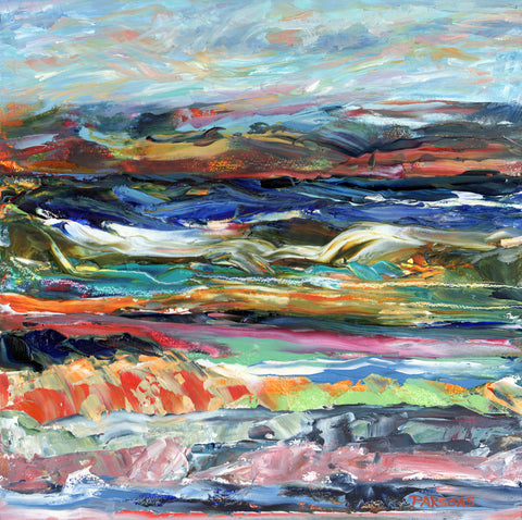 Wild Sea. Original oil on cradled birch panel painting. By Pamela Parsons
