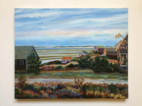 Cape Cod at Dusk, Original oil painting. Oil on canvas on cradled panel. Massachusetts coast.