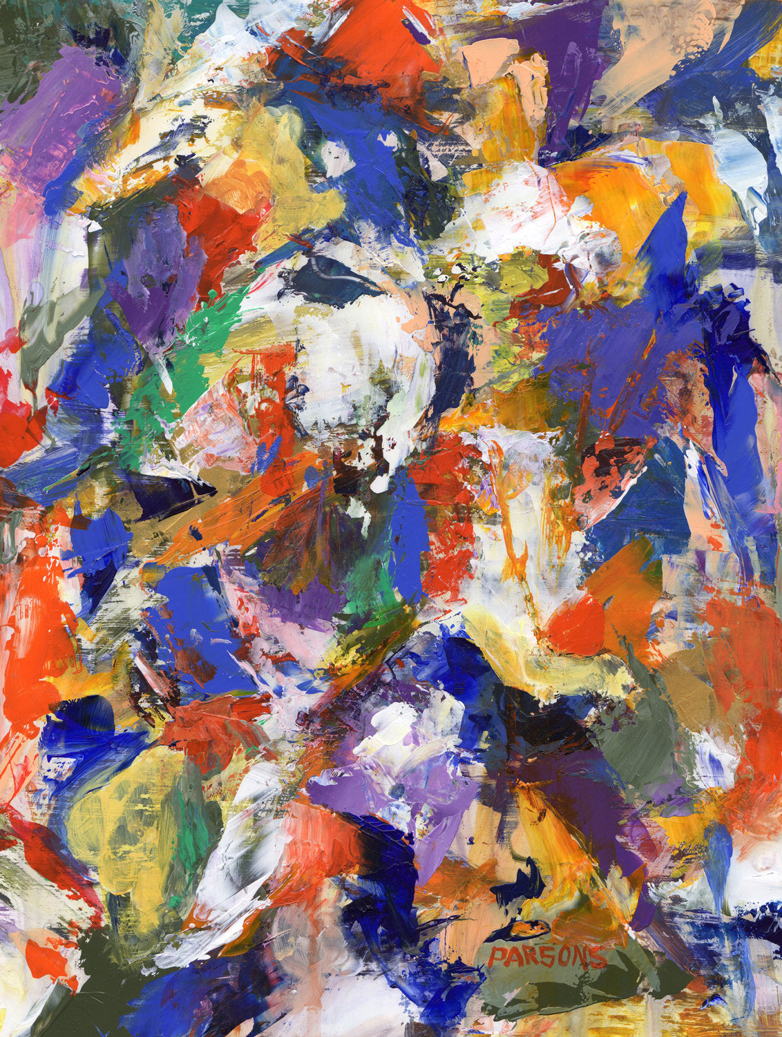 Original abstract expressionist floral painting.