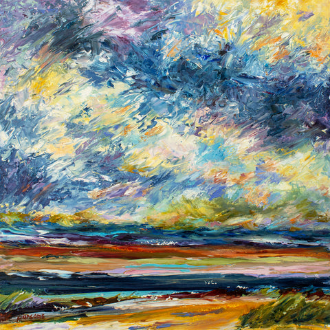 Starry Night, Cape Cod. Original impressionist oil painting. Massachusetts Coast.